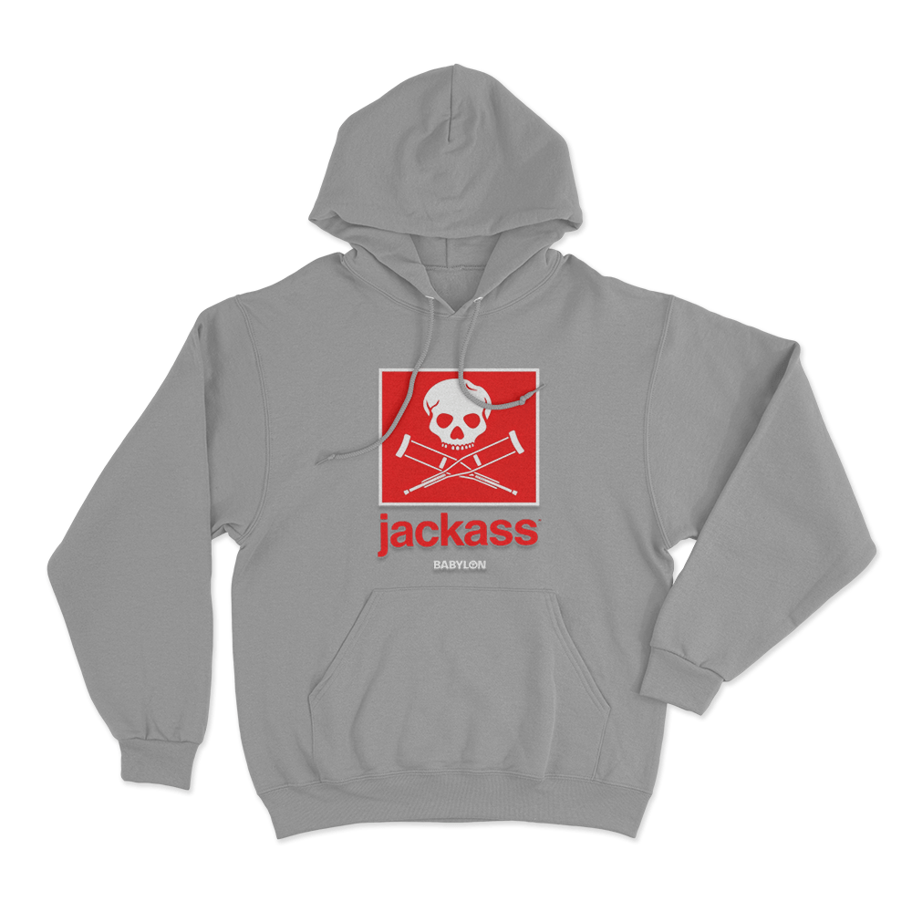 Jackass Box Logo Unisex Hoodie Grey Jackass Box Logo Unisex Hoodie Grey