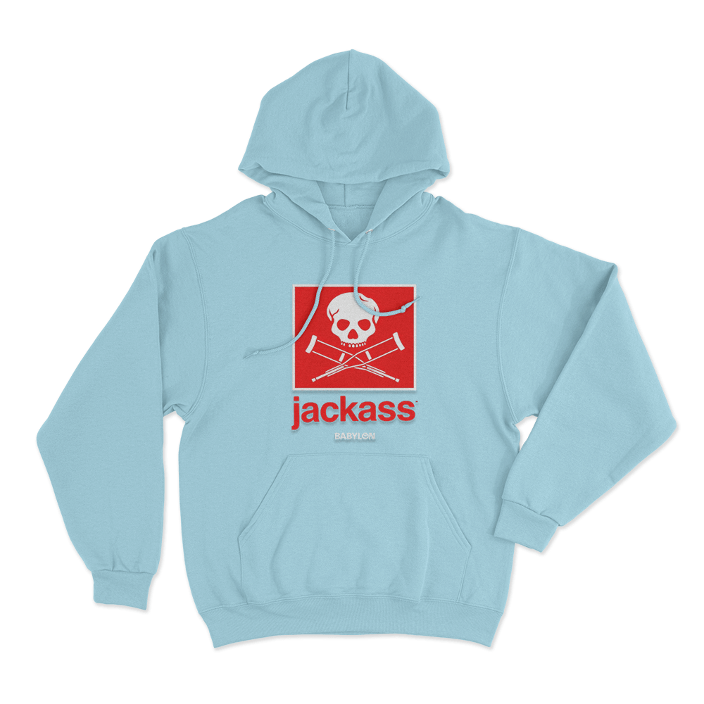 Jackass Box Logo Unisex Hoodie Sky Blue Jackass Box Logo Unisex Hoodie Sky Blue