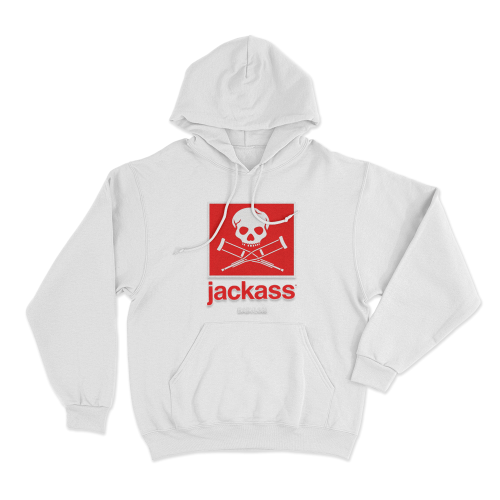 Jackass Box Logo Unisex Hoodie White Jackass Box Logo Unisex Hoodie White