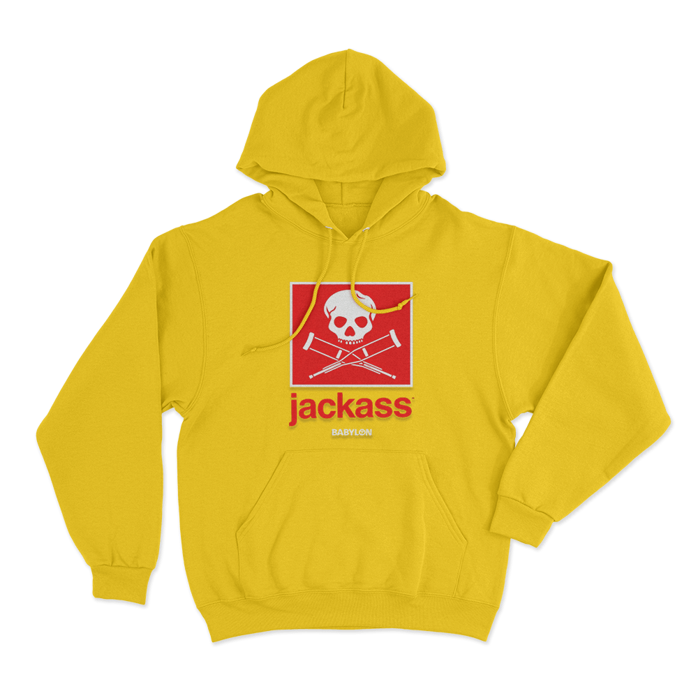 Jackass Box Logo Unisex Hoodie Yellow Jackass Box Logo Unisex Hoodie Yellow