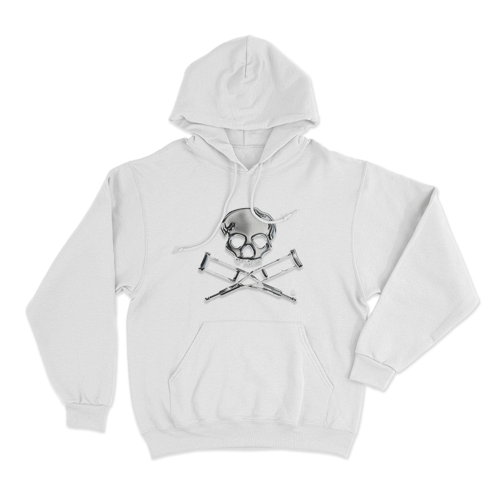 Jackass Chrome Logo Unisex Hoodie White Jackass Chrome Logo Unisex Hoodie White